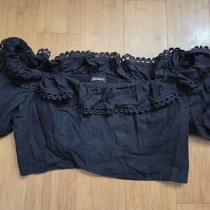 Express Elegant Black Ruffled Blouse